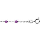 Cha�ne de cheville en argent rhodi� avec olives couleur violet transparent 23 + 3cm
