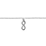 Cha�ne de cheville en argent rhodi� avec pampille symbole infini - longueur 23cm + 2cm de rallonge