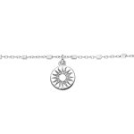 Chaîne de cheville en argent rhodié avec pastille soleil 23 + 3cm Chaîne de cheville en argent rhodié avec pastille soleil 23 + 3cm