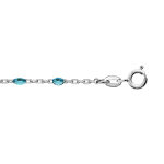 Chaîne de cheville en argent rhodié avec perles bleu transparent 23 + 3cm Chaîne de cheville en argent rhodié avec perles bleu transparent 23 + 3cm