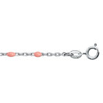 Cha�ne de cheville en argent rhodi� perles couleur rose 23 + 3cm