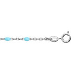 Cha�ne de cheville en argent rhodi� perles couleur turquoise 23 + 3cm