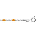 Chaîne de cheville en argent rhodié avec perles orange fluo 23 + 3cm Chaîne de cheville en argent rhodié avec perles orange fluo 23 + 3cm