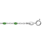 Chaîne de cheville en argent rhodié avec perles vert fluo 23 + 3cm Chaîne de cheville en argent rhodié avec perles vert fluo 23 + 3cm