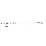 Chaîne de cheville en argent rhodié avec pierres facetteés multicouleur et pampille coquillage 23 + 3cm ... Chaîne de cheville en argent rhodié avec pierres facetteés multicouleur et pampille coquillage 23 + 3cm ...