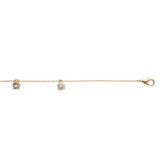 Chane de cheville en plaqu or avec pampilles oxydes blancs sertis clos 21cm + 5cm