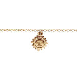 Chane de cheville en plaqu or avec pampille soleil - longueur 22cm + 3cm