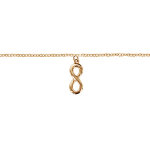 Chane de cheville en plaqu or avec pampille symbole infini - longueur 23cm + 2cm de rallonge