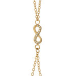 Chaîne de main en plaqué or avec symbole infini orné d'1 rail d'oxydes blancs sertis et fermoir ressort ... Chaîne de main en plaqué or avec symbole infini orné d'1 rail d'oxydes blancs sertis et fermoir ressort ...