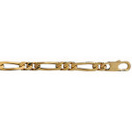 Chaîne en plaqué or figaro maille 1 + 2 largeur 5mm et longueur 55cm Chaîne en plaqué or figaro maille 1 + 2 largeur 5mm et longueur 55cm