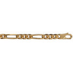 Chaîne en plaqué or figaro maille 1 + 3 largeur 5mm et longueur 55cm Chaîne en plaqué or figaro maille 1 + 3 largeur 5mm et longueur 55cm