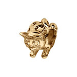 Charms coulissant en vermeil chat et pierres blanches