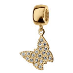 Charms coulissant en vermeil papillon avec pierres blanches