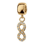 Charms coulissant en vermeil suspendu infini avec pierres blanches