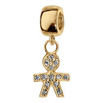 Charms coulissant en vermeil suspendu petit garcon avec pierres blanches