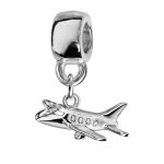 Charms thabora en argent rhodi� avion suspendu