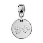 Charms thabora en argent rhodi mdaille suspendue grave empreintes 2 mains
