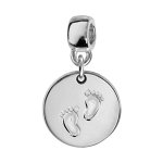 Charms thabora en argent rhodi mdaille suspendue grave empreintes 2 pieds