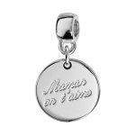 Charms thabora en argent rhodi mdaille suspendue grave  maman on t'aime