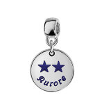 Charms thabora en argent rhodi mdaille suspendue  graver - champions du monde 2 toiles avec gravure ...