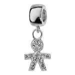 Charms thabora en argent rhodi petit garon suspendu orn d'oxydes blancs