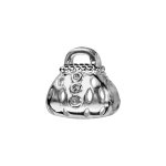 Charms thabora en argent rhodi sac  main orn d'oxydes blancs