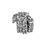 Charms thabora en argent rhodi� serpent enroul� orn� d'oxydes blancs sertis