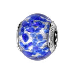 Charms thabora en argent rhodi et verre de murano vritable argent mouchet bleu moyen