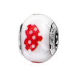 Charms thabora en argent rhodié et verre de murano véritable blanc avec coeurs roses mouchetés blancs ... Charms thabora en argent rhodié et verre de murano véritable blanc avec coeurs roses mouchetés blancs ...