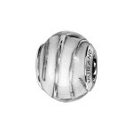 Charms thabora en argent rhodi� et verre de murano v�ritable blanc avec filet argent�