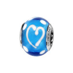 Charms thabora en argent rhodié et verre de murano véritable bleu ciel décoré de coeurs et de points ... Charms thabora en argent rhodié et verre de murano véritable bleu ciel décoré de coeurs et de points ...