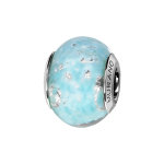 Charms thabora en argent rhodi et verre de murano vritable bleu ciel nbuleux avec parties argentes ...