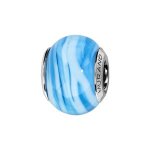 Charms thabora en argent rhodi et verre de murano vritable bleu ciel zbr bleu clair