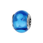 Charms thabora en argent rhodi et verre de murano vritable bleu avec formes bleu clair