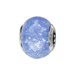 Charms thabora en argent rhodi et verre de murano vritable bleu moyen avec paillettes
