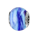 Charms thabora en argent rhodi� et verre de murano v�ritable nacr� bleus