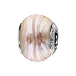 Charms thabora en argent rhodi� et verre de murano v�ritable nacr� rose p�le