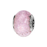 Charms thabora en argent rhodi et verre de murano vritable rose ple avec effet nuage