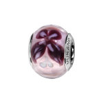 Charms thabora en argent rhodié et verre de murano véritable rose avec papillons violets et rose et coeurs ... Charms thabora en argent rhodié et verre de murano véritable rose avec papillons violets et rose et coeurs ...