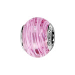 Charms thabora en argent rhodi et verre de murano vritable rose rainur