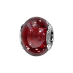 Charms thabora en argent rhodi et verre de murano vritable rouge fonc avec petites bulles