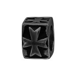 Charms thabora grand mod�le pour homme en acier et pvd noir croix sur templier cubique