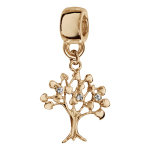 Charms thabora en plaqu� or arbre de vie suspendu avec oxydes blancs sertis
