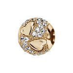 Charms thabora en plaqué or boule ornée d'oxydes blancs et de coeurs lisses Charms thabora en plaqué or boule ornée d'oxydes blancs et de coeurs lisses