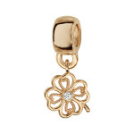 Charms thabora en plaqué or trèfle à 4 feuilles suspendu avec oxyde blanc au milieu Charms thabora en plaqué or trèfle à 4 feuilles suspendu avec oxyde blanc au milieu
