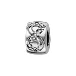 Charms thabora stopper en argent rhodi� avec symbole infini orn� d'oxydes blancs sertis et 1 rondelle ...