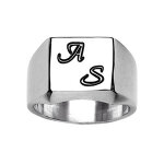 Chevalière en acier plateau carré 13mm x 13mm Chevalière en acier plateau carré 13mm x 13mm