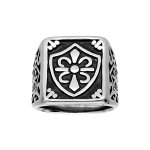 Chevali�re en acier plateau rectangulaire avec motif fleur de lys