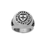 Chevali�re en acier plateau rond motif viking avec croix