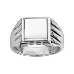 Chevalière en argent plateau carré et godrons sur les côtés Chevalière en argent plateau carré et godrons sur les côtés